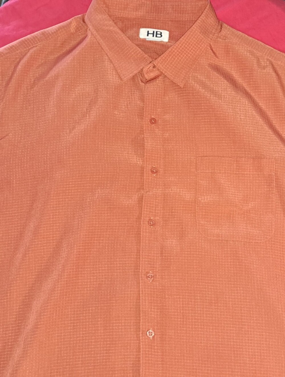Harbor Bay Orange Short-Sleeve Textured Button-Down Shirt